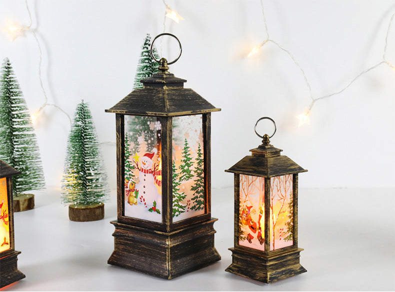 Christmas Wind Lamp Candle | Small Night Lamp with Snowman for Table & Desktop Decor