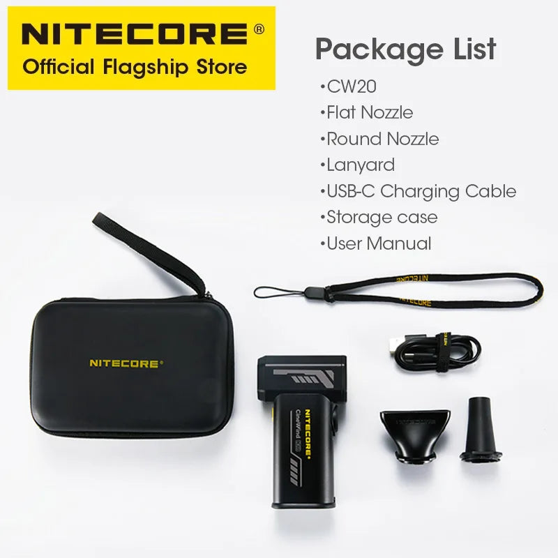 NITECORE CW20 Portable Multipurpose Pocket Fan, Stepless Speed Wind Blower for Photography, Video, Camping & More