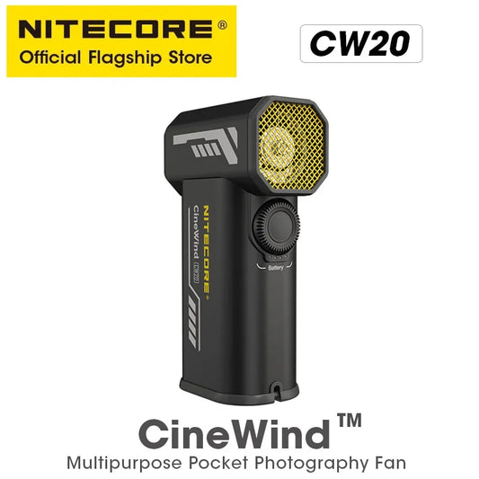 NITECORE CW20 Portable Multipurpose Pocket Fan, Stepless Speed Wind Blower for Photography, Video, Camping & More