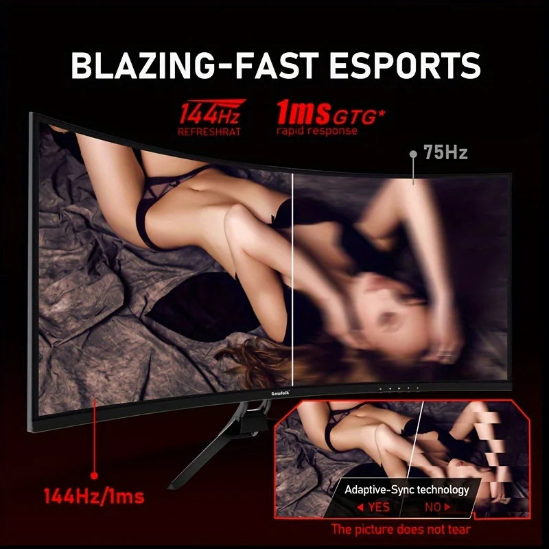 Gawfolk 34 inch 4K HD 144hz high resolution 1500r curved gaming monitor, gaming model，(Black Friday, Halloween, Thanksgiving,）