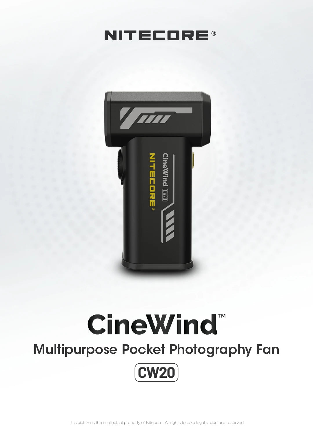 NITECORE CW20 Portable Multipurpose Pocket Fan, Stepless Speed Wind Blower for Photography, Video, Camping & More