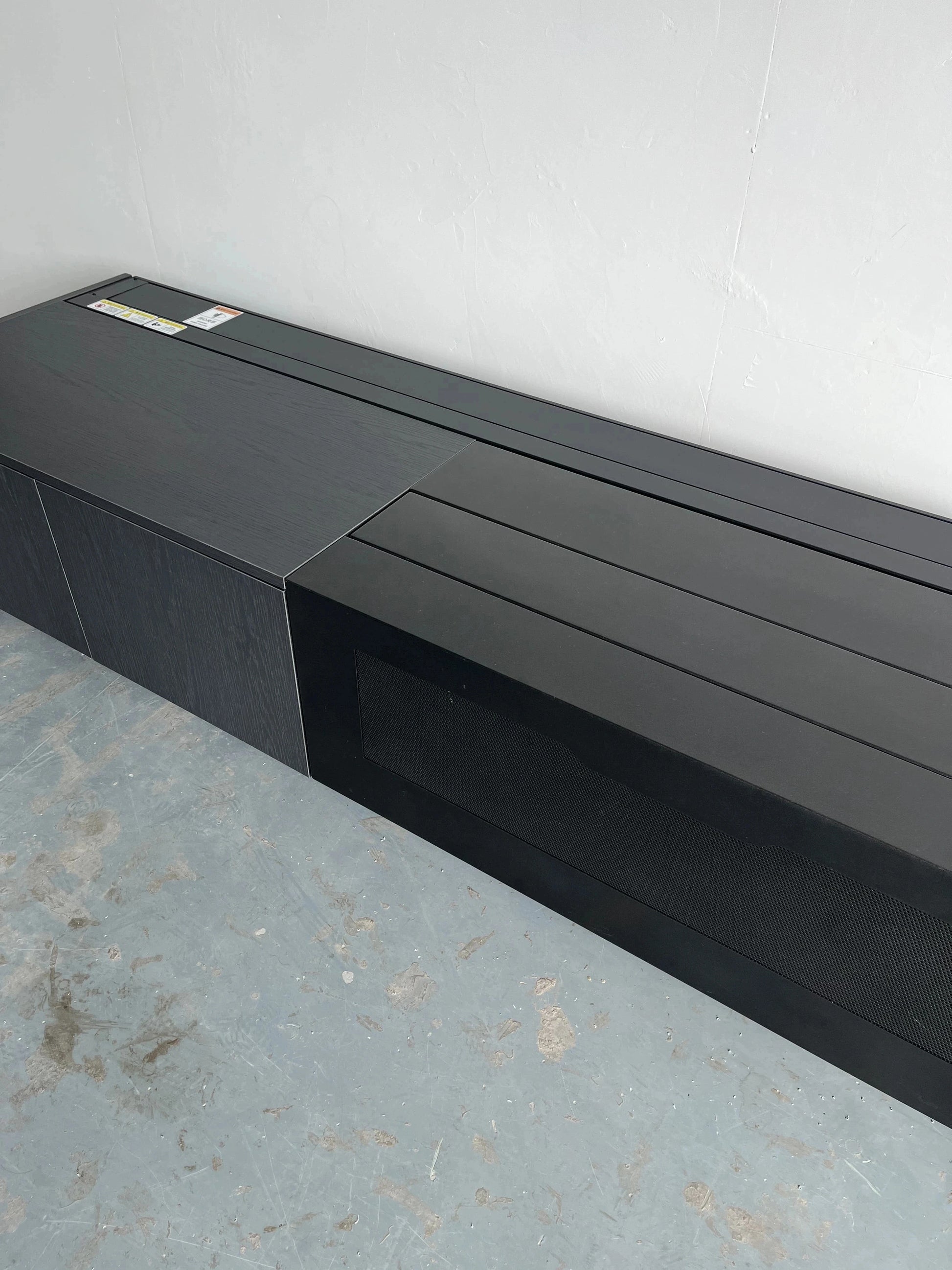 120'' Black Smart Laser TV Cabinet +UST ALR Projector Screen Motorized Floor Rising Screen for Ultra Short Throw Laser Projector