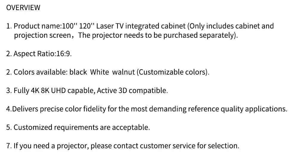 2025 MAX 120 inch Intelligent Laser TV Projector Screen TV Cabinet+Motorized Floor Rising UST Projection Screen For Home Theater
