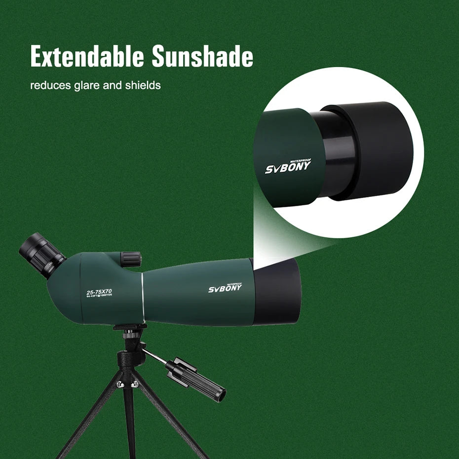 SVBONY SV28 Spotting Scope – 50/60/70/80mm Waterproof Zoom Telescope with PORRO Prism, Long-Range for Shooting, Camping, and Wildlife Viewing