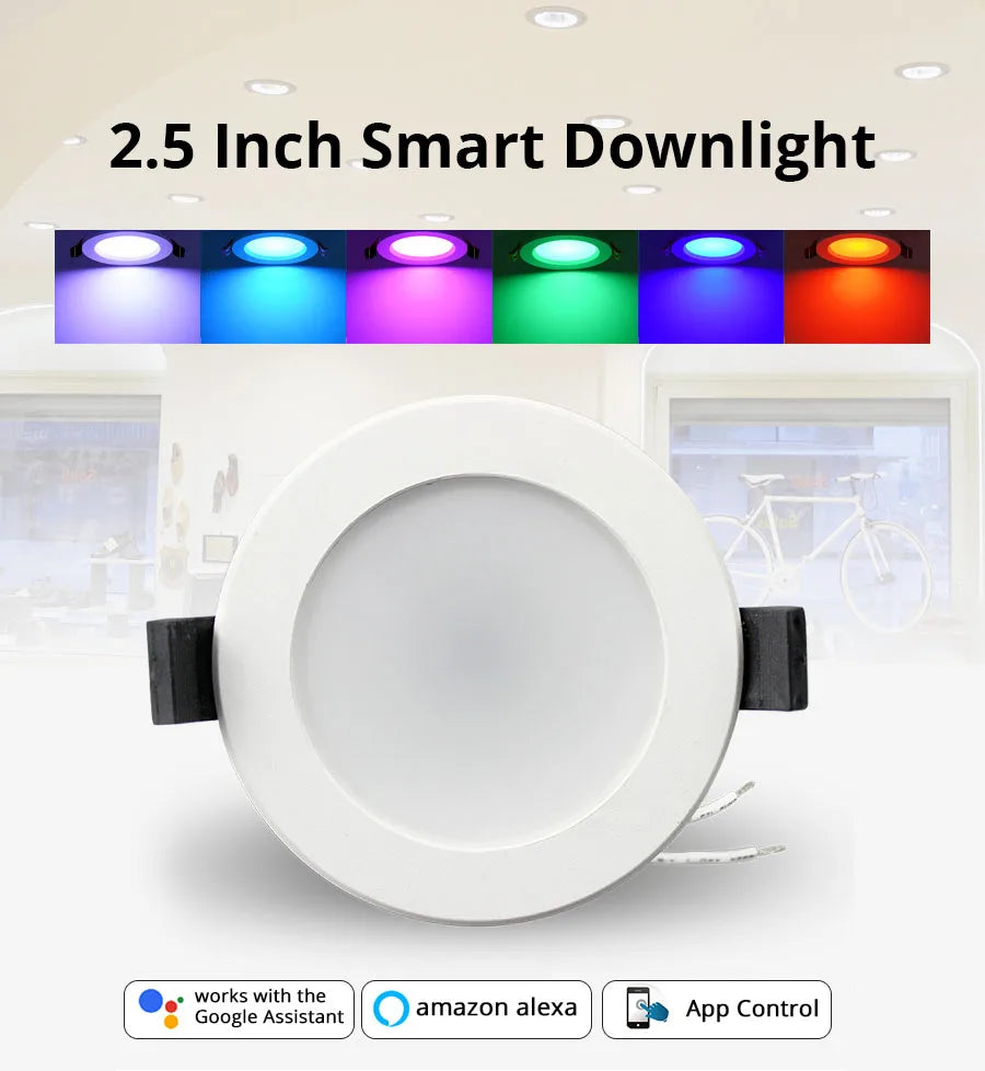Zemismart 2.5 Inch 7W WiFi RGBCW Led Downlight  Voice Control Alexa Google Home Assistant Home Automation Work with Tuya