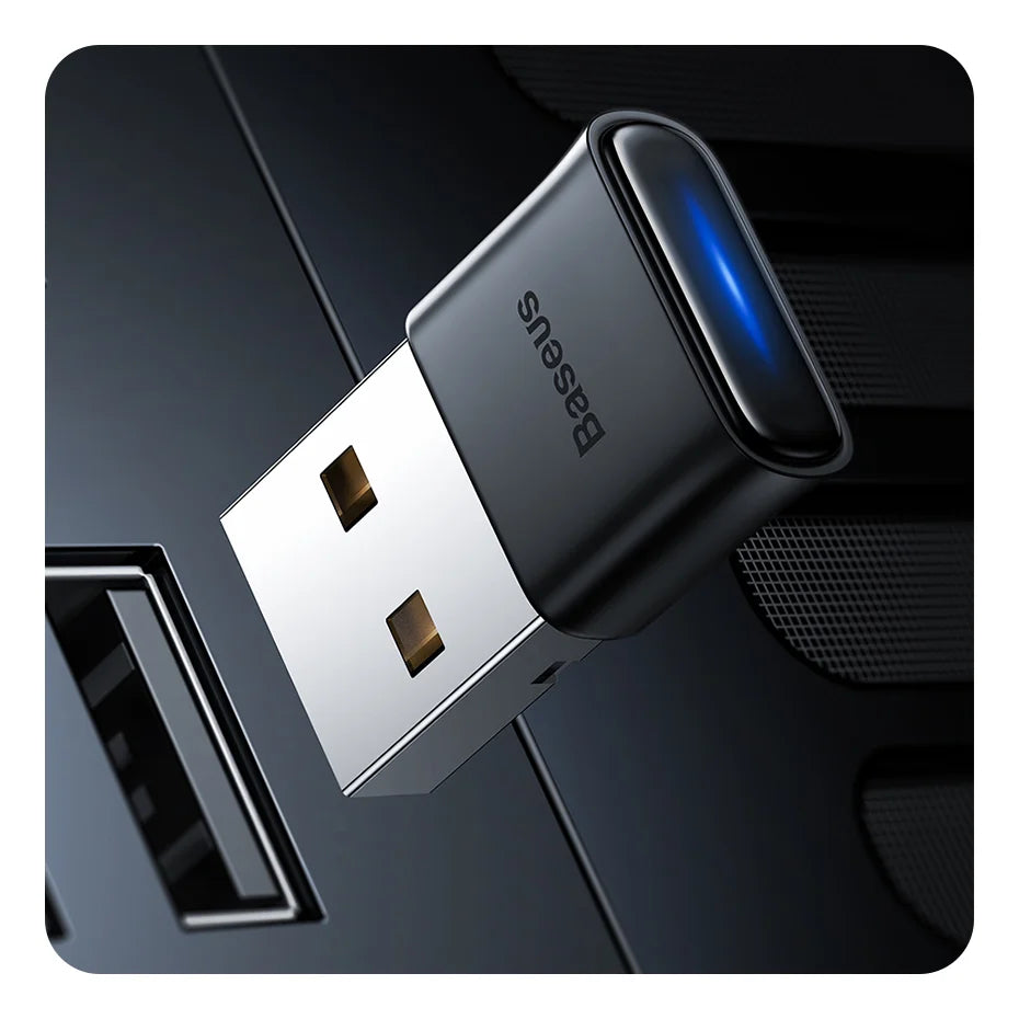 Baseus USB Bluetooth 5.1 Adapter Dongle for PC and Laptop - Wireless Audio Receiver and USB Transmitter for Speakers