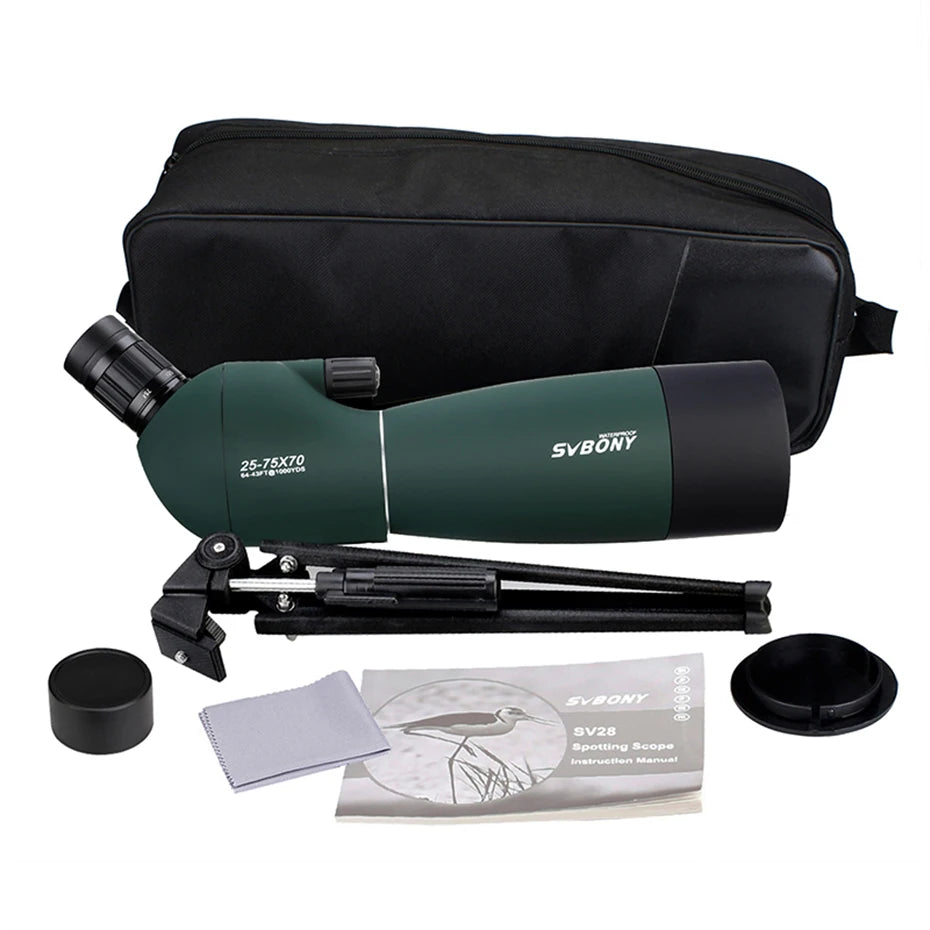 SVBONY SV28 Spotting Scope – 50/60/70/80mm Waterproof Zoom Telescope with PORRO Prism, Long-Range for Shooting, Camping, and Wildlife Viewing