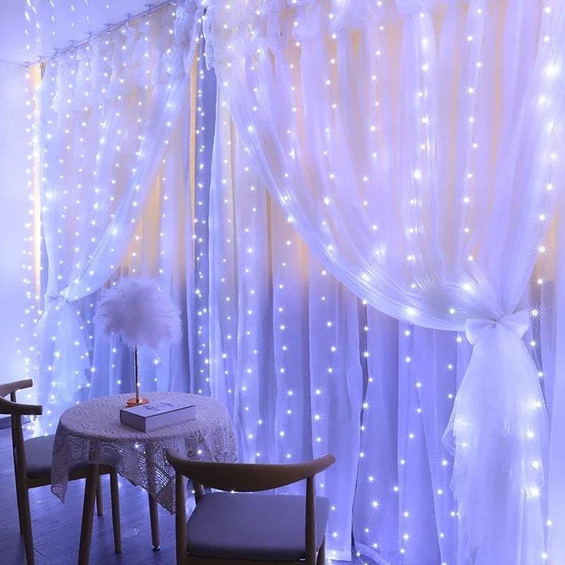 Christmas Lights Curtain Garland - Festive Home Decorations & Ornaments for Merry Christmas 2024, and Xmas Gifts