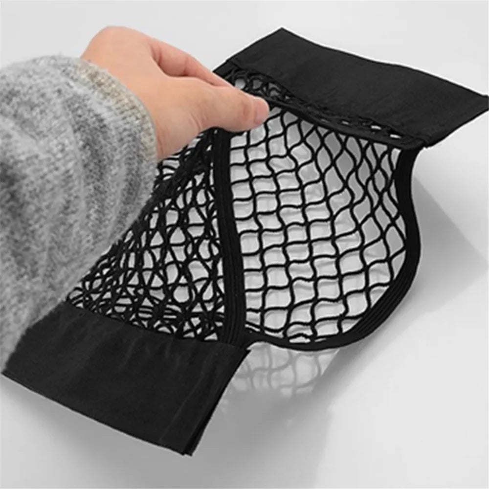 Car Trunk Storage Net Bag - Adhesive Organizer for Audi Accessories (A4, A5, A6, Q3, Q5, Q7, RS, TT, S Line, and More)