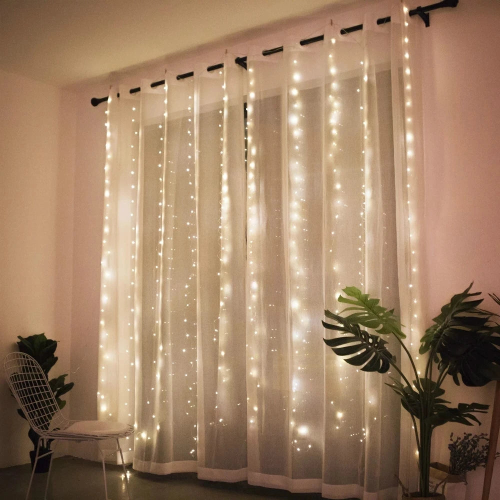 Christmas Lights Curtain Garland - Festive Home Decorations & Ornaments for Merry Christmas 2024, and Xmas Gifts