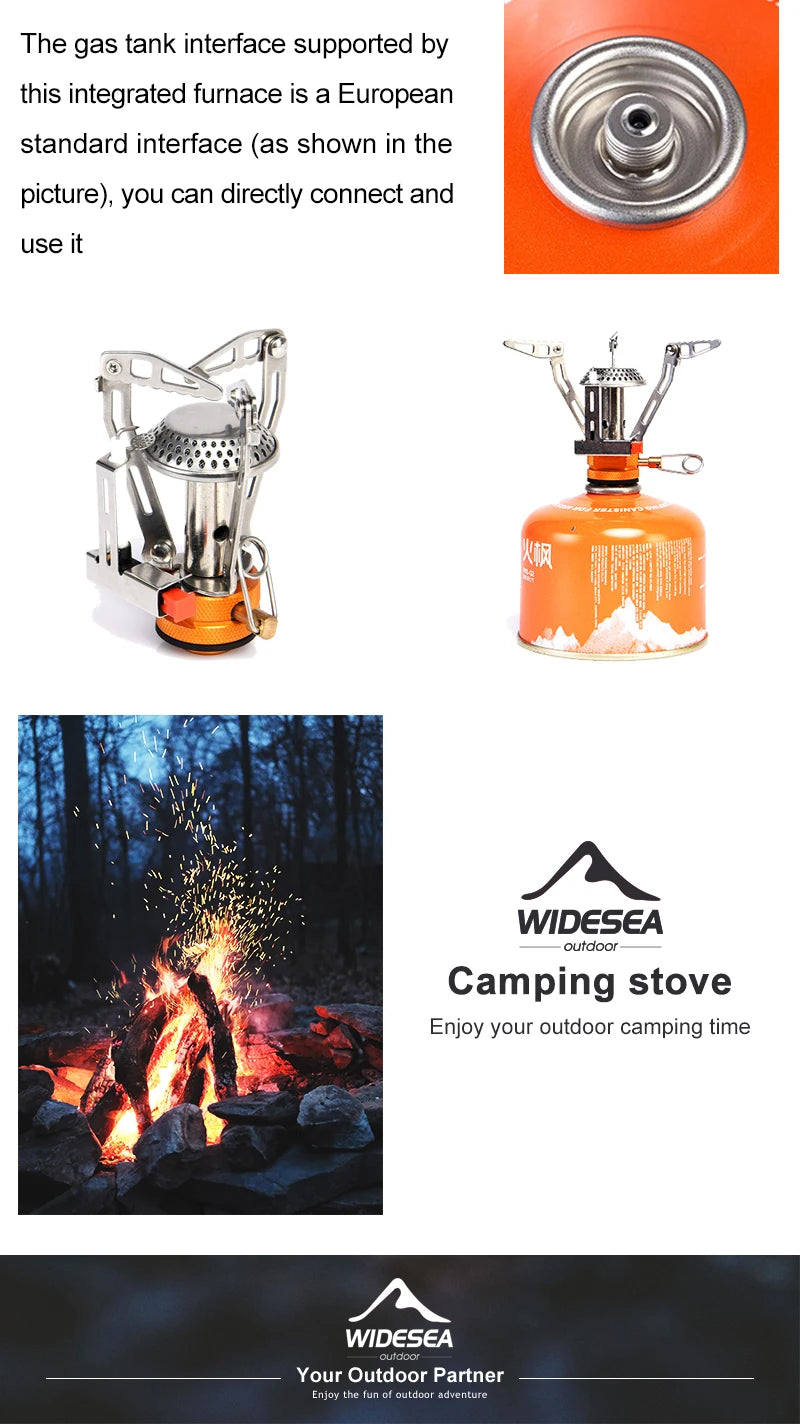 Widesea Foldable Camping Gas Stove and Heater - One-Piece Outdoor Burner for Picnics, Survival, and Kitchen Equipment