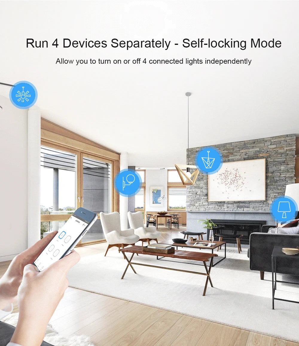 Itead SONOFF 4CH R3 Wifi Wireless Remote Control Relay Module Switch 4 Gang Channel Light Timer Switch Smart Home Automation