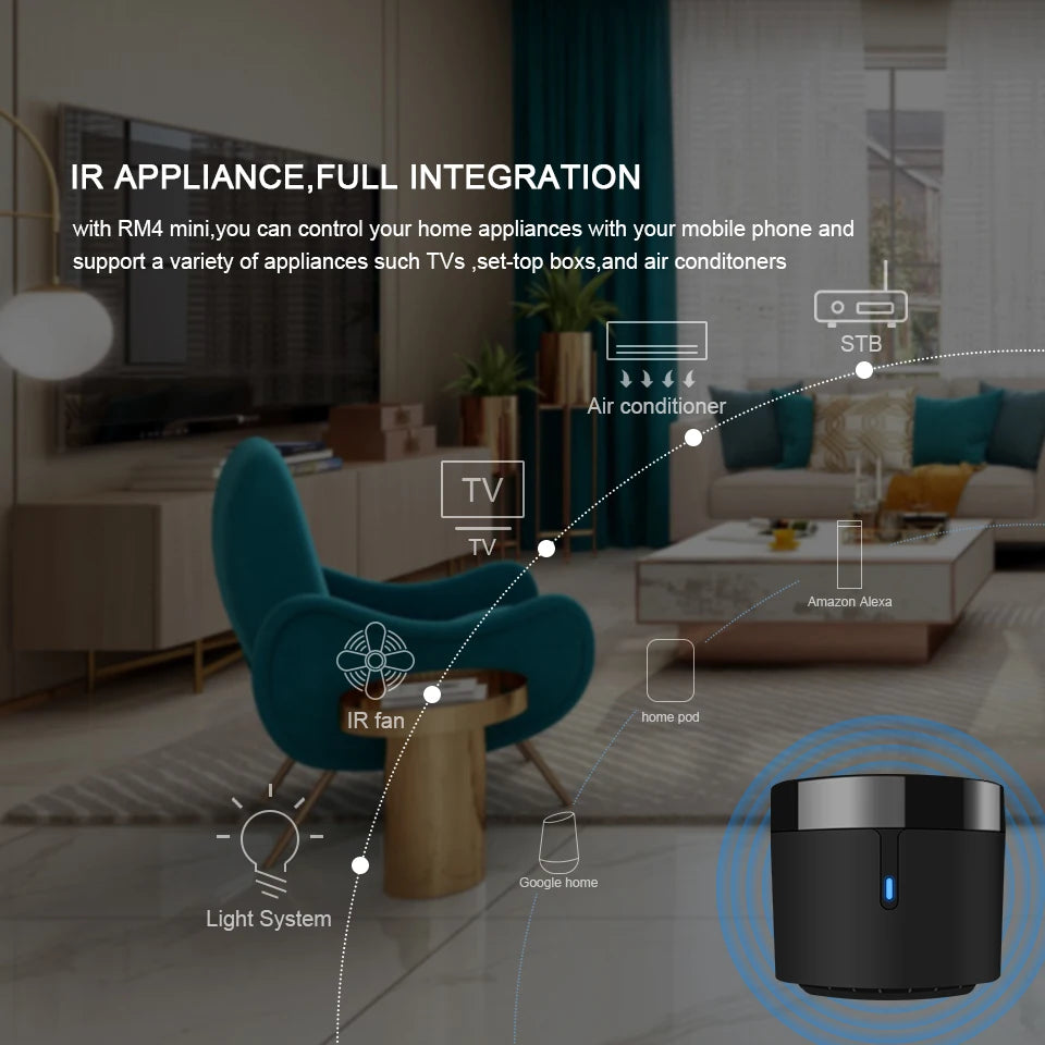 BroadLink RM4 Mini IR WiFi Smart Home Automation Universal Remote Control Bestcon RM4C Controller Works Alexa Google Assistant