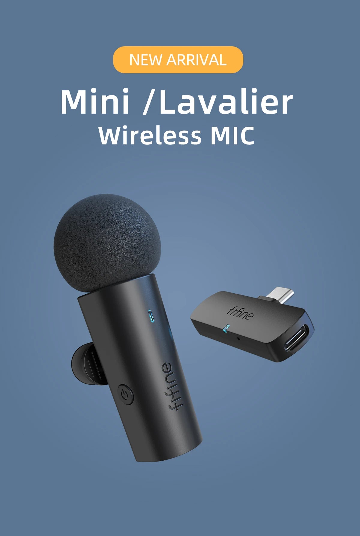 FIFINE M6 Wireless Lavalier Microphone – Type-C Mini Mic for Mobile Phones, Tablets, Laptops – Ideal for Live Streams, Vlogs, and Interviews