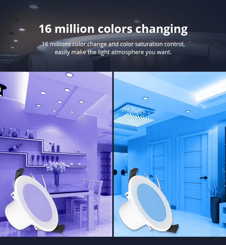 Zemismart 2.5 Inch 7W WiFi RGBCW Led Downlight  Voice Control Alexa Google Home Assistant Home Automation Work with Tuya