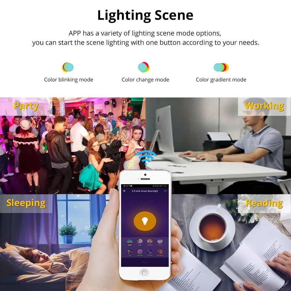 Zemismart 2.5 Inch 7W WiFi RGBCW Led Downlight  Voice Control Alexa Google Home Assistant Home Automation Work with Tuya