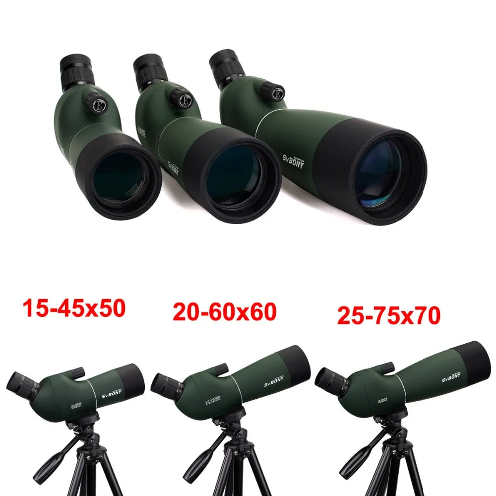 SVBONY SV28 Spotting Scope – 50/60/70/80mm Waterproof Zoom Telescope with PORRO Prism, Long-Range for Shooting, Camping, and Wildlife Viewing