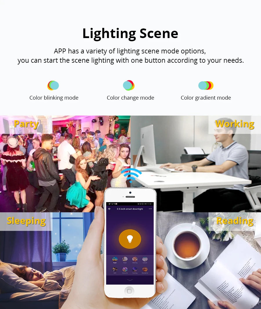 Zemismart 2.5 Inch 7W WiFi RGBCW Led Downlight  Voice Control Alexa Google Home Assistant Home Automation Work with Tuya