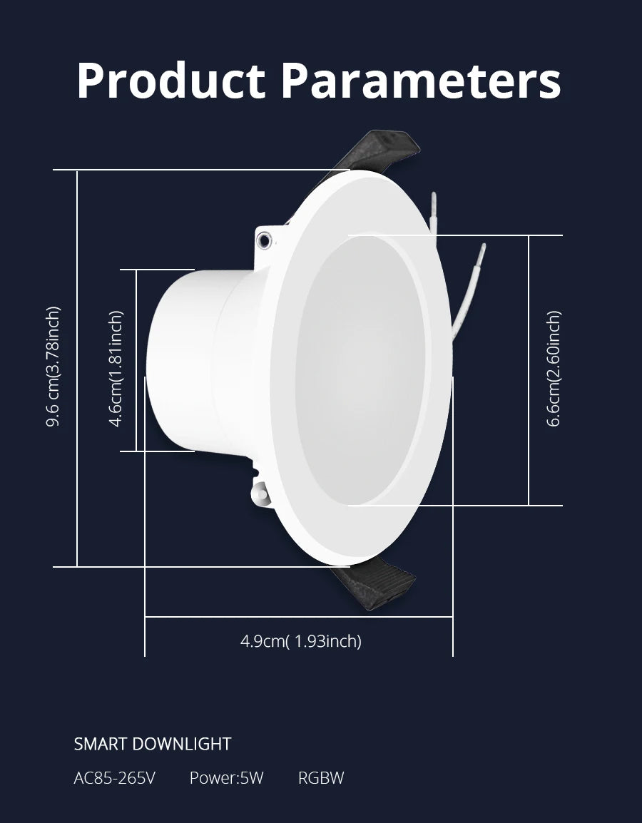 Zemismart 2.5 Inch 7W WiFi RGBCW Led Downlight  Voice Control Alexa Google Home Assistant Home Automation Work with Tuya