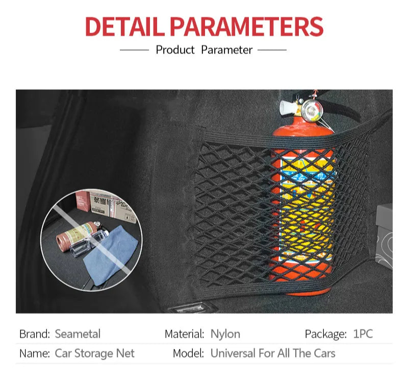 Car Trunk Storage Net Bag - Adhesive Organizer for Audi Accessories (A4, A5, A6, Q3, Q5, Q7, RS, TT, S Line, and More)