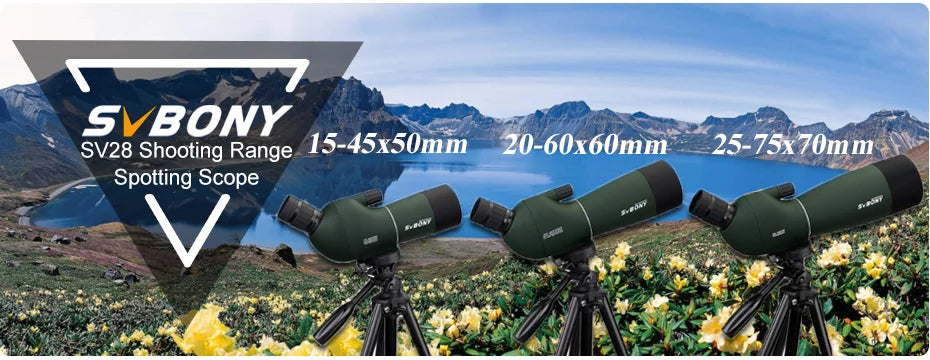 SVBONY SV28 Spotting Scope – 50/60/70/80mm Waterproof Zoom Telescope with PORRO Prism, Long-Range for Shooting, Camping, and Wildlife Viewing