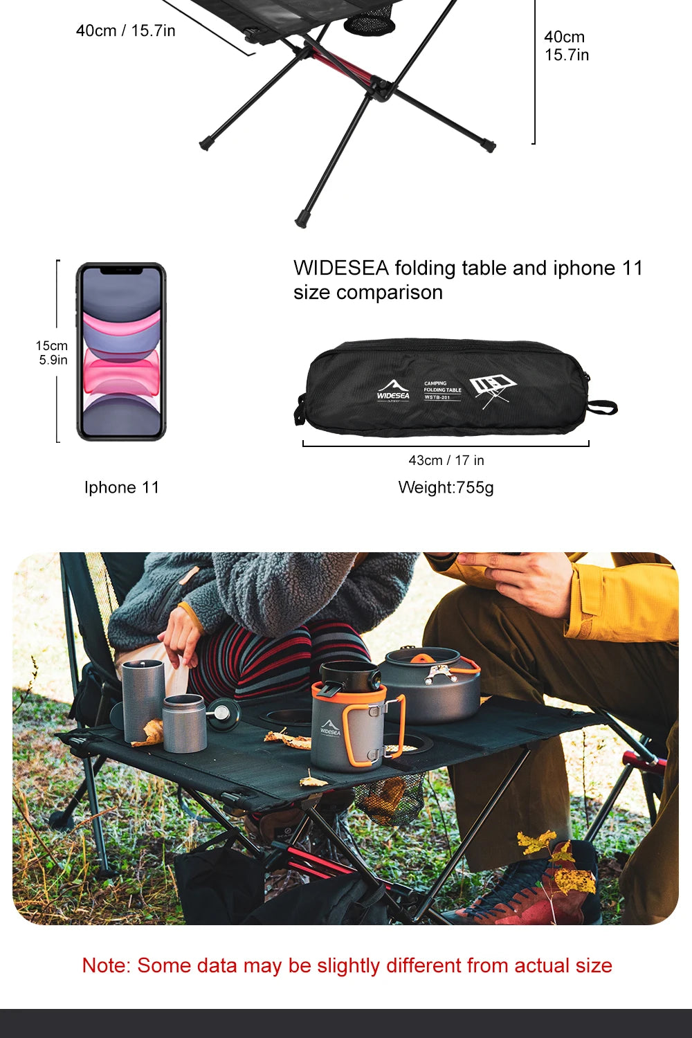 Widesea Folding Camping Table - Portable and Lightweight Travel Picnic Table for Outdoor Fishing, Tourism, and Camping