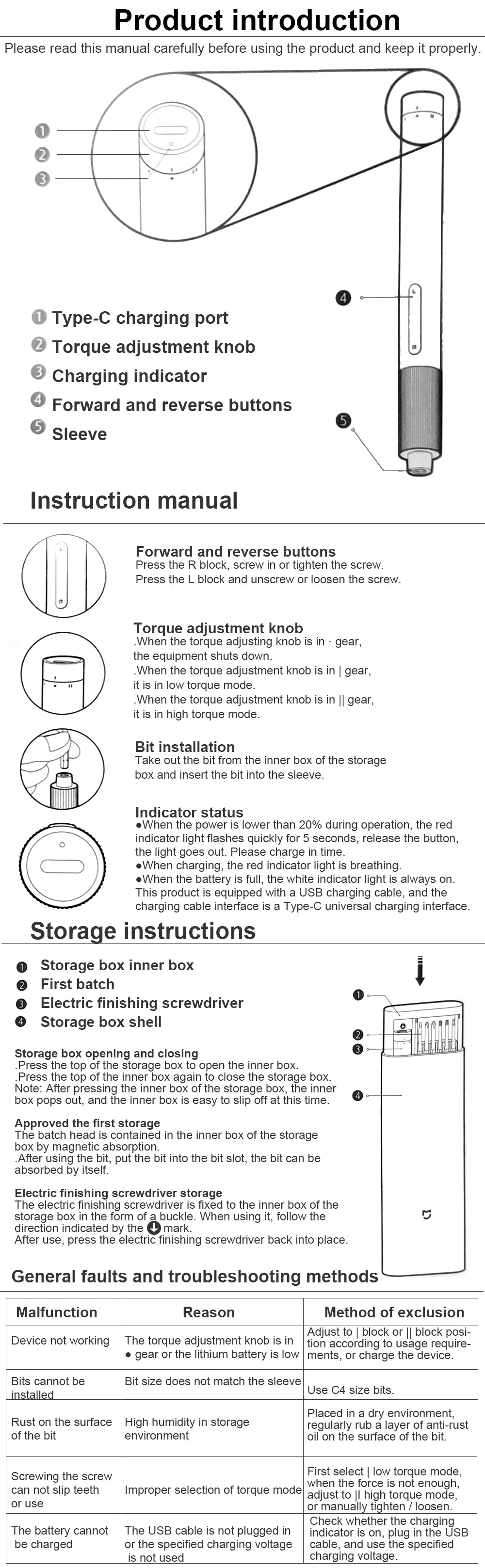 2022 New Xiaomi Mijia Electrical Precision Screwdriver Kit Type-C Rechargeable 2 Gear Torque 400+ Screw S2 Steel Precision Bit