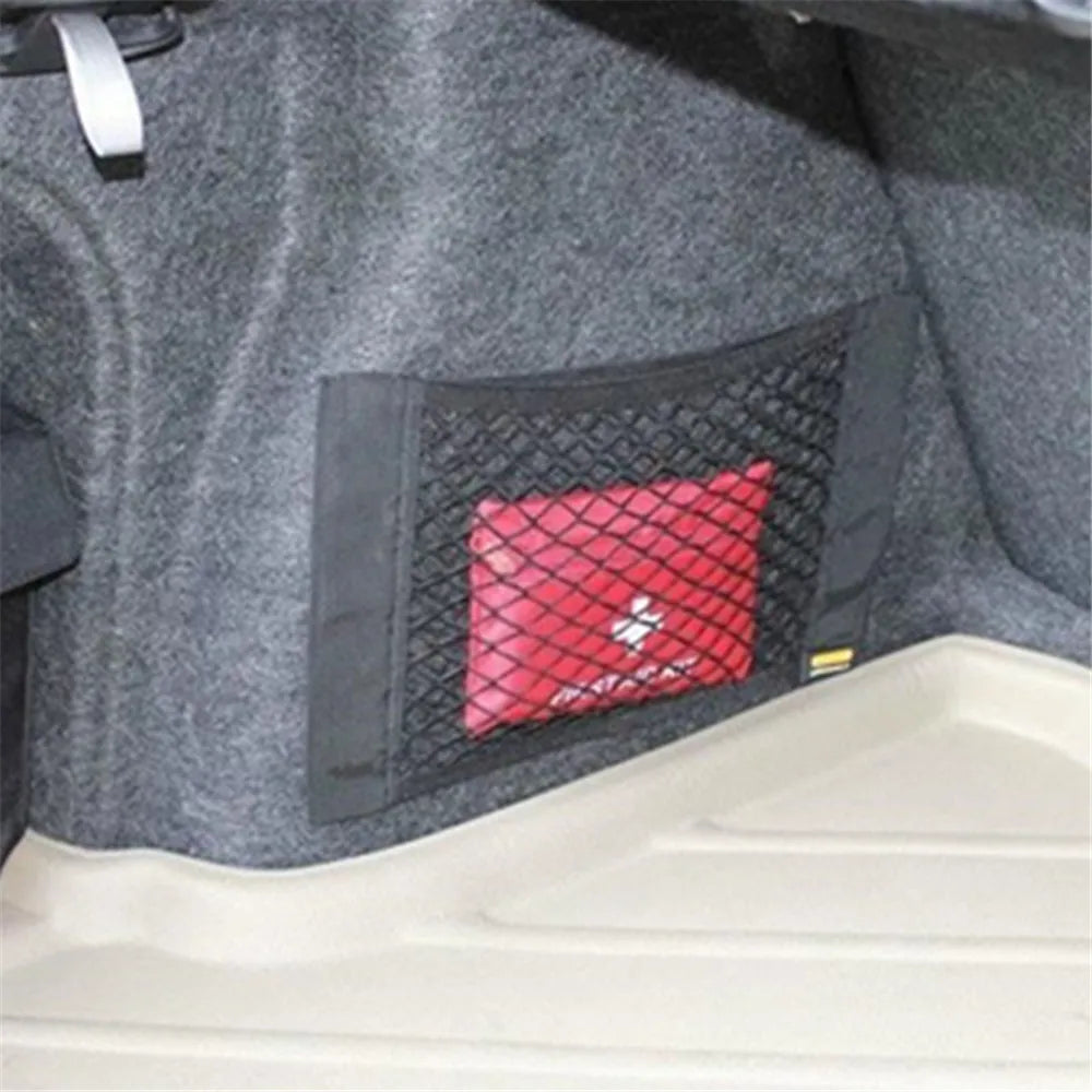 Car Trunk Storage Net Bag - Adhesive Organizer for Audi Accessories (A4, A5, A6, Q3, Q5, Q7, RS, TT, S Line, and More)