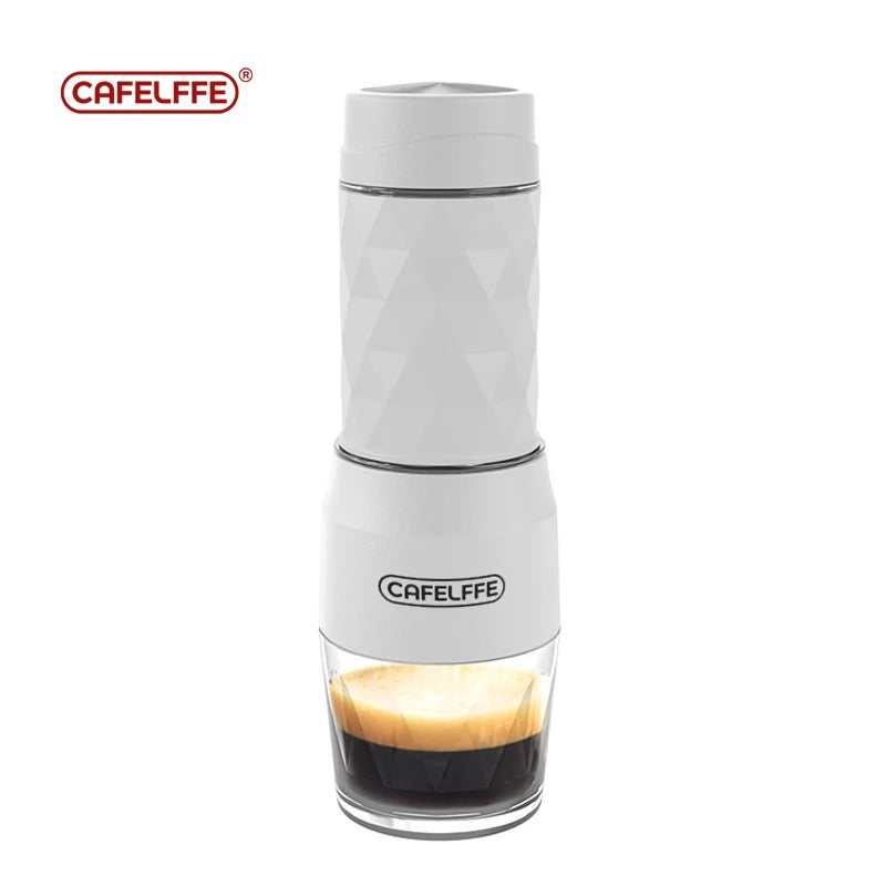 Cafelffe HS-8439 3-in-1 Portable Coffee Machine - Manual Espresso Maker for Hot/Cold Water, Compatible with Capsules & Ground Coffee, Perfect for Travel & Hiking