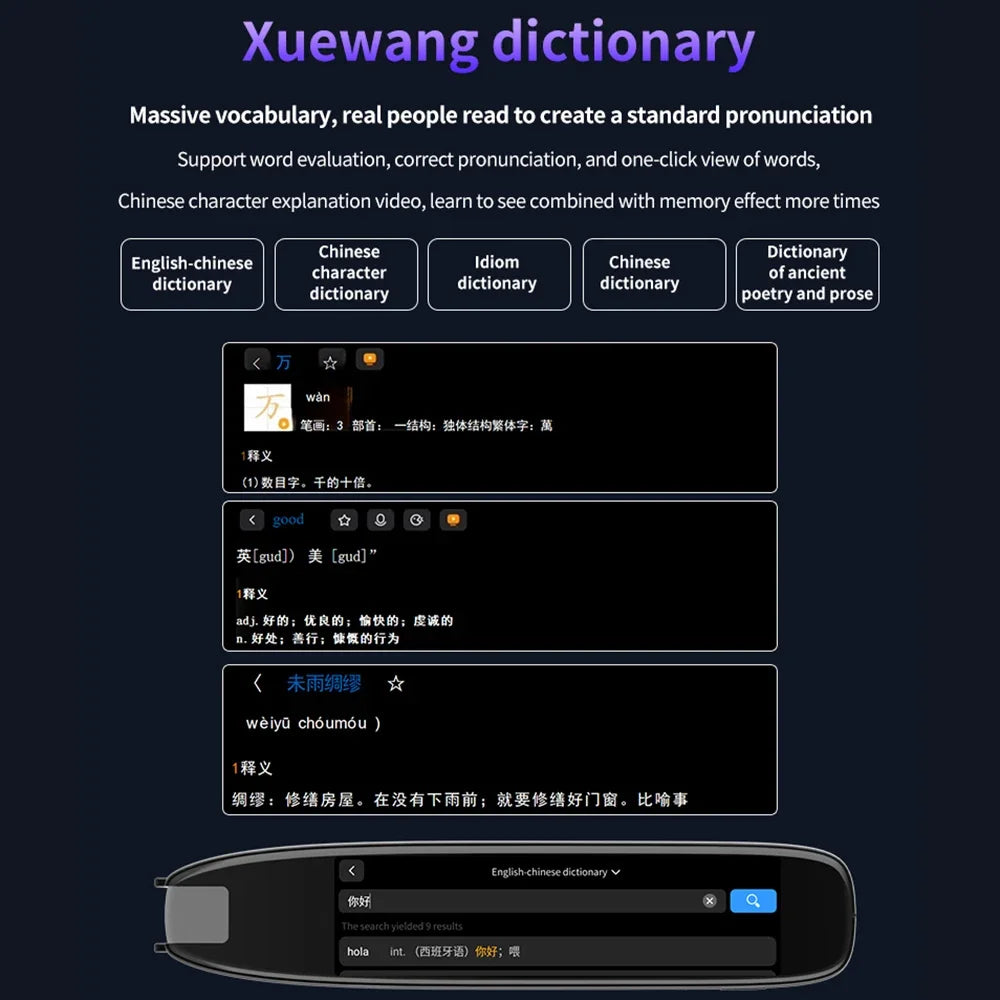 S65 Pro Smart MultifunctionTranslation Real Time Languages Translator Business Dictionary Pen Voice Scan Translator Pen