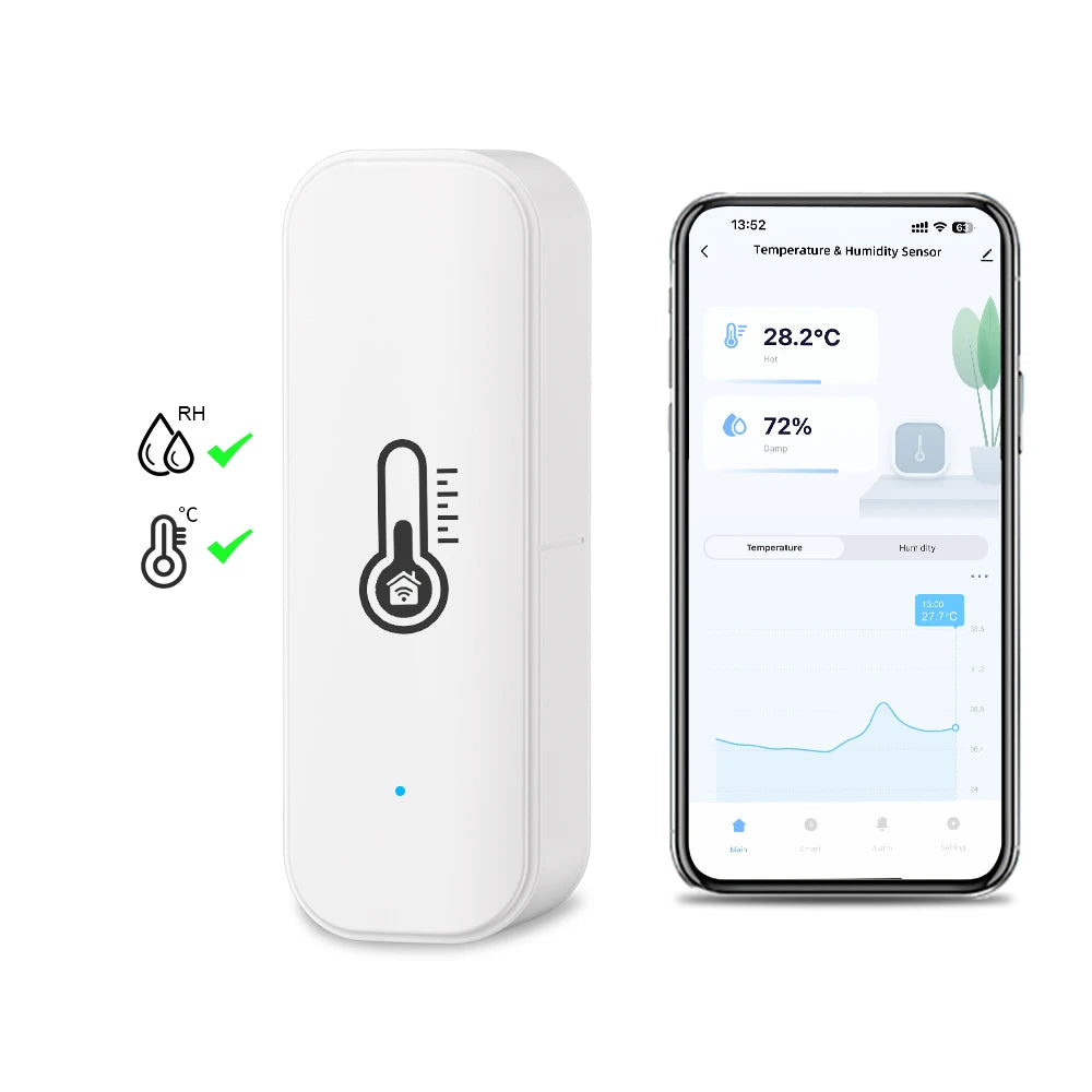 Tuya Zigbee/WiFi Temperature & Humidity Sensor – Smart Thermometer Compatible with Smart Life, Alexa, and Google Assistant