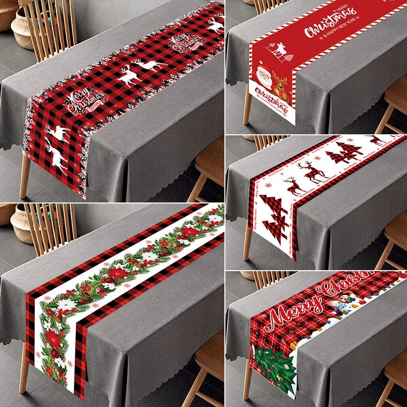 Christmas Table Runner - Merry Christmas Home Decoration Tablecloth Cover for Xmas, New Year Party, and Gifts 2024