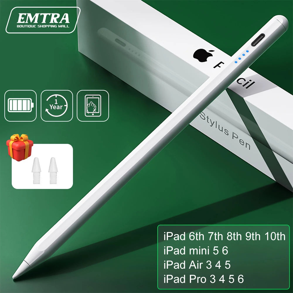 Stylus Pen for Apple Pencil 1 & 2 with Palm Rejection and Power Display