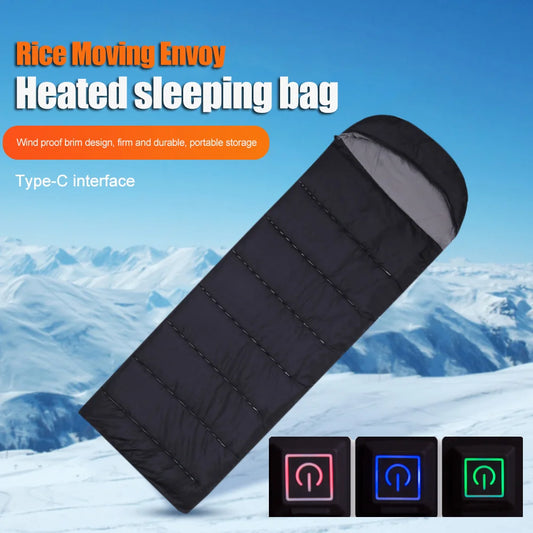 APWIKOGER Winter Electric Heated Sleeping Bag - 3-Level Temperature Control Warm Envelope Pad for Camping, Ultralight and Portable