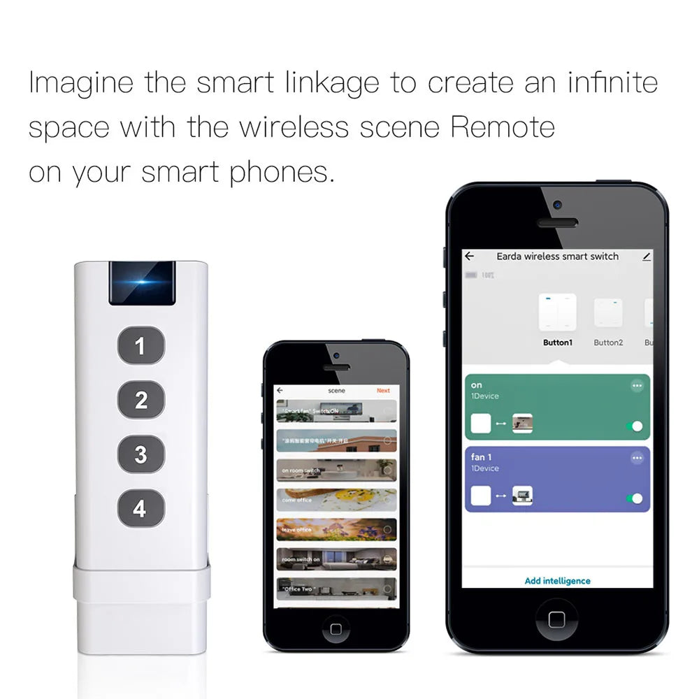 Tuya ZigBee Smart Scene Switch – 1-4 Gang Portable Mini Remote Control for Smart Home Automation