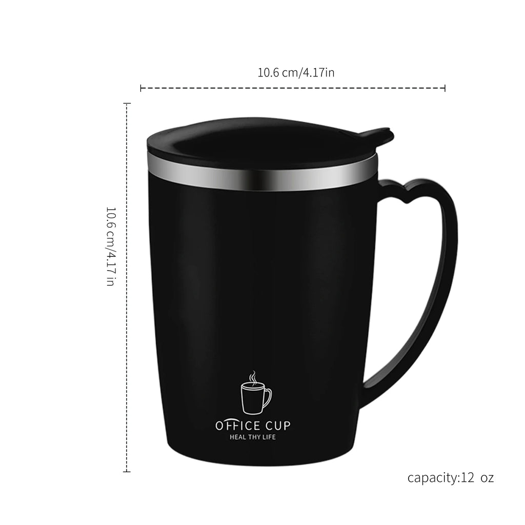 350ml Thermos Mug – 304 Stainless Steel Insulated Coffee Cup with Handle, Leak-Proof Vacuum Flask for Hot and Cold Drinks