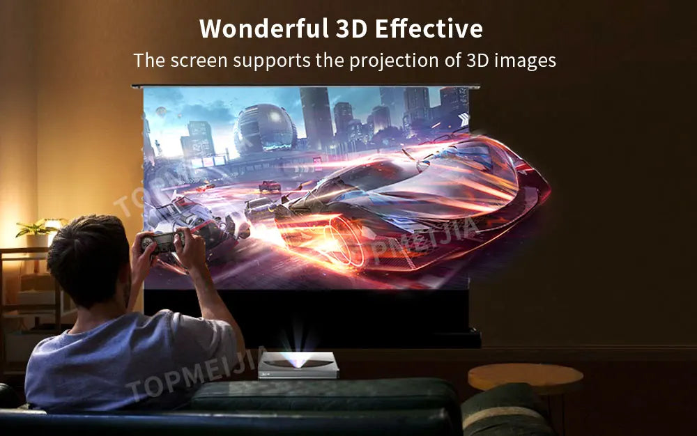 120 inch Laser TV ALR Projector Screen Motorized Floor Rising PET Crystal UST ALR Projection Screen For 4K Ultra Short Projector