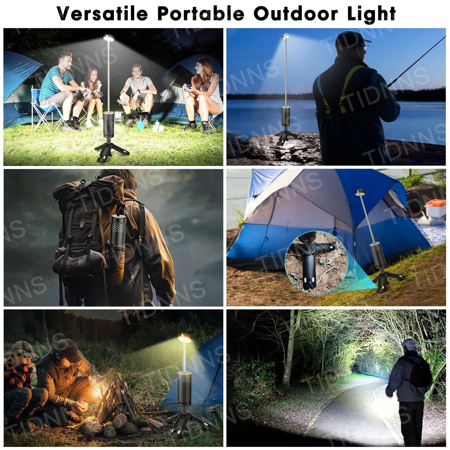 Telescopic Camping Lantern - Rechargeable Dimmable Fishing Light with 10000mAh Battery, Night Atmosphere and Emergency Power Failure Light