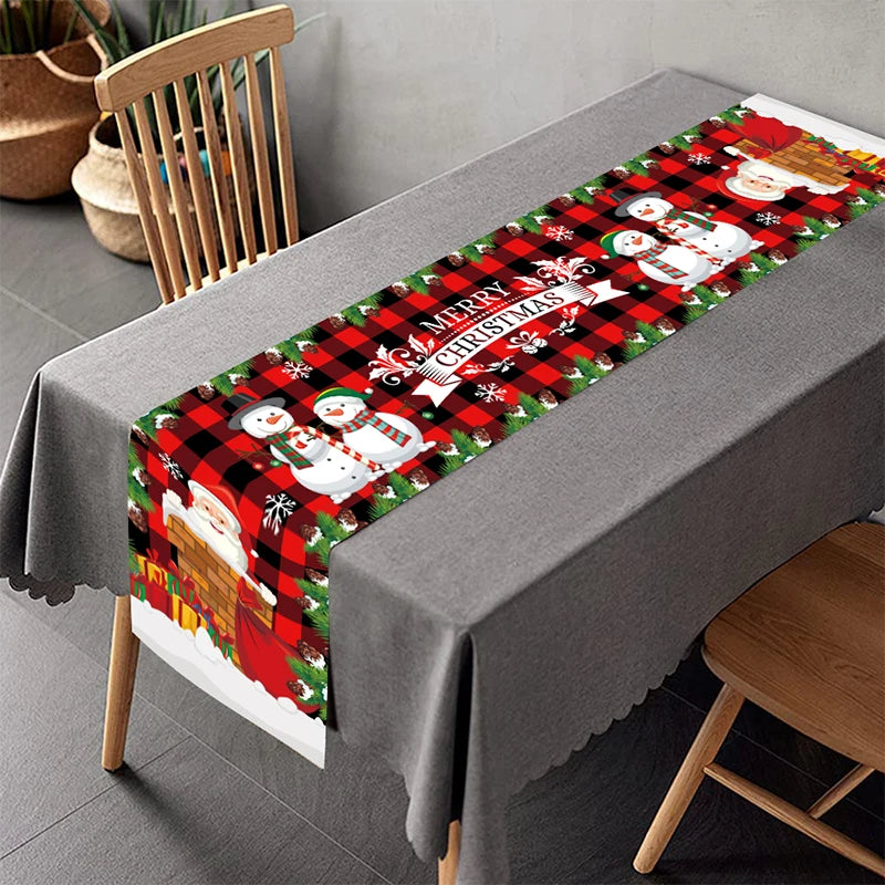 Christmas Table Runner - Merry Christmas Home Decoration Tablecloth Cover for Xmas, New Year Party, and Gifts 2024