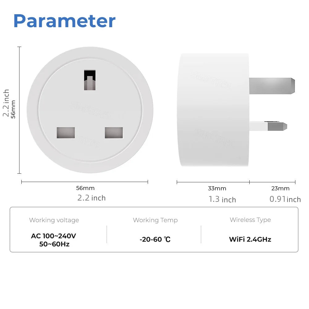 Cerhot Homekit 16A 3 Pin UK Smart Plug Wifi Plug Adapter Smart Home With apple Siri Alexa Google Timer Function Power Outlet Set