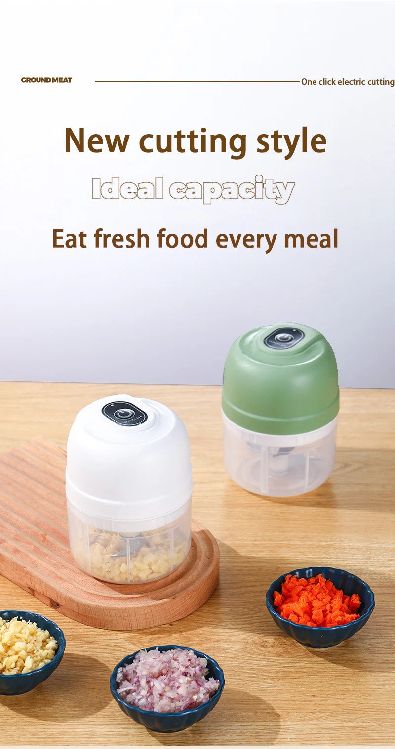 Electric Garlic Purer 100/250ML Mini Electric Garlic Chopper USB Charging Ginger Vegetable Cutter Food Chopper Kitchen Tools