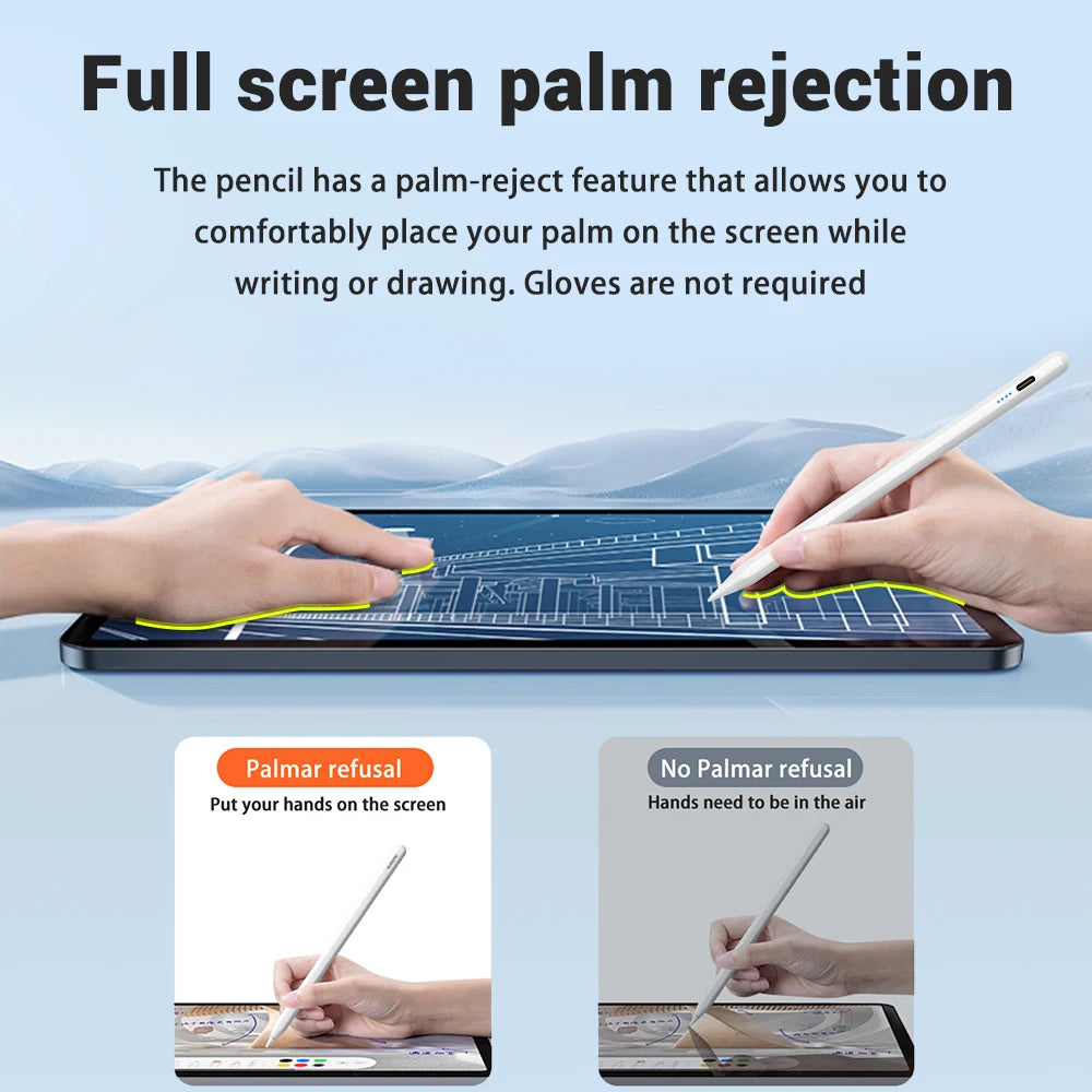 Stylus Pen for Apple Pencil 1 & 2 with Palm Rejection and Power Display