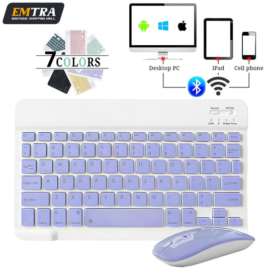 EMTRA Mini Wireless Bluetooth Keyboard & Mouse Set – Portable Keyboard for iPad, Phone, Tablet, Samsung, Xiaomi, Android