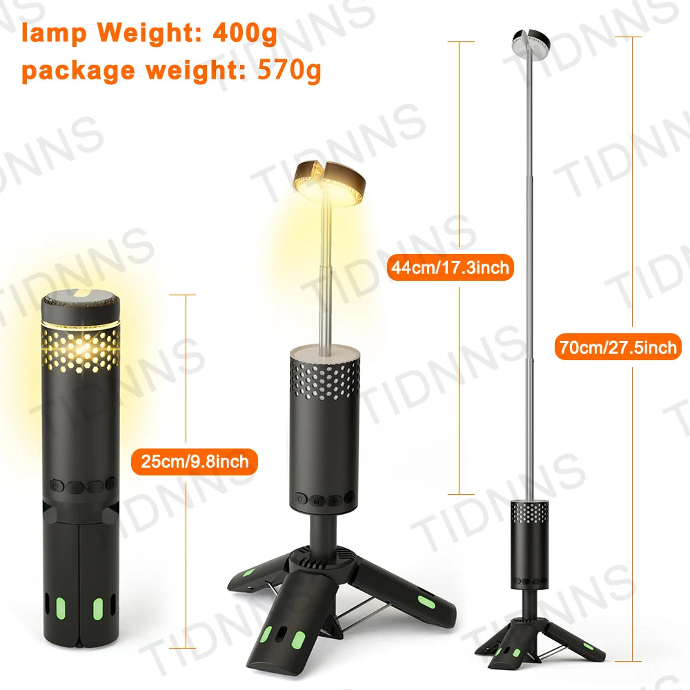 Telescopic Camping Lantern - Rechargeable Dimmable Fishing Light with 10000mAh Battery, Night Atmosphere and Emergency Power Failure Light