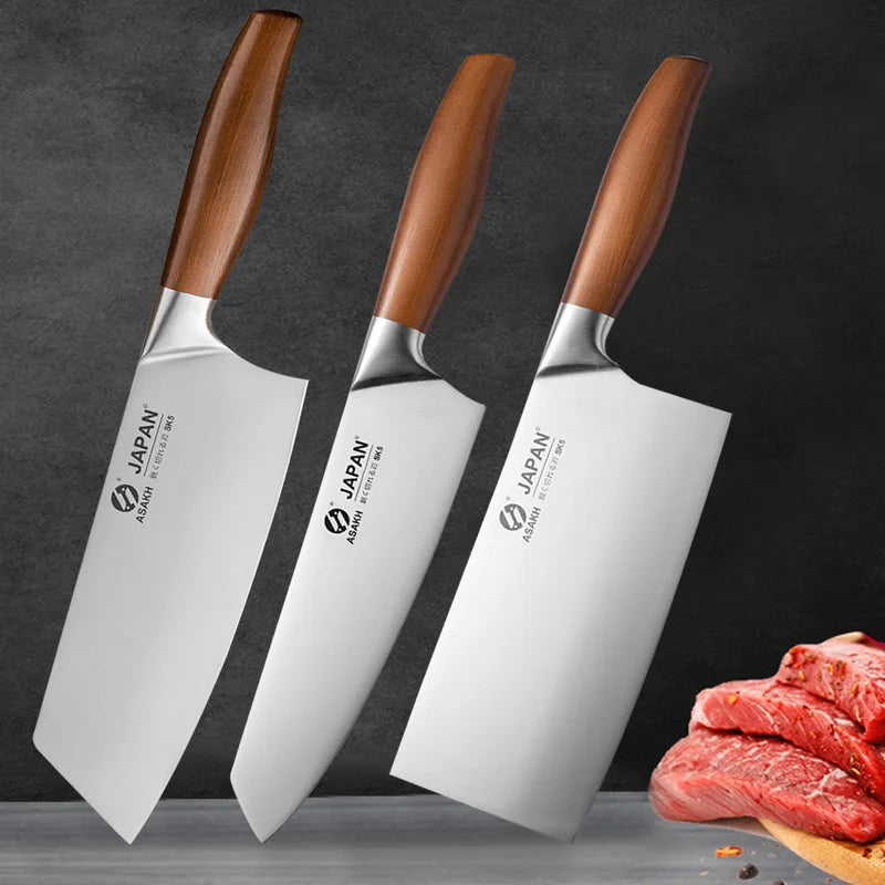 Stainless Steel Kitchen Knife Set – Japanese Chef Knife, Cleaver, and Butcher Knife for Meat, Fish, and Vegetables (Gift Box Included)