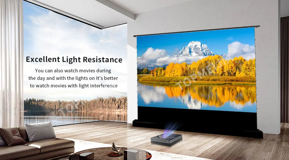 120 inch Laser TV ALR Projector Screen Motorized Floor Rising PET Crystal UST ALR Projection Screen For 4K Ultra Short Projector
