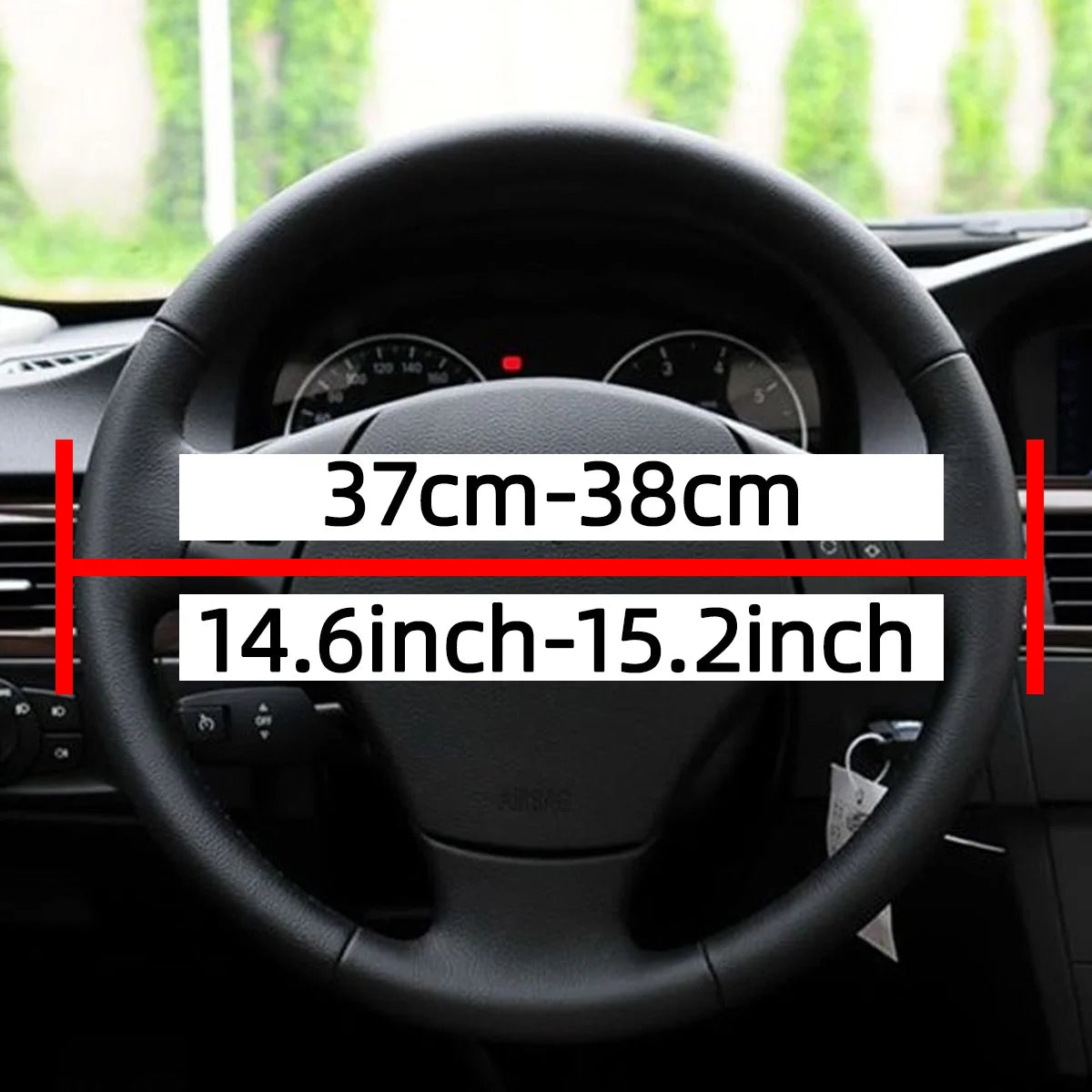 Universal Leather Car Steering Wheel Stitch On Wrap Cover Fit for 38cm 14" DIY Sewing Breathable and Anti Slip Black Grey Beige