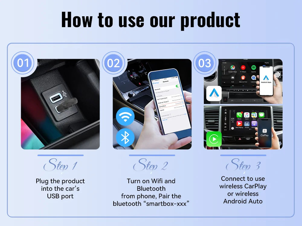 XUDA Wireless CarPlay & Android Auto Adapter, Fast WiFi Plug-and-Play Mini Box for Nissan and Universal Compatibility