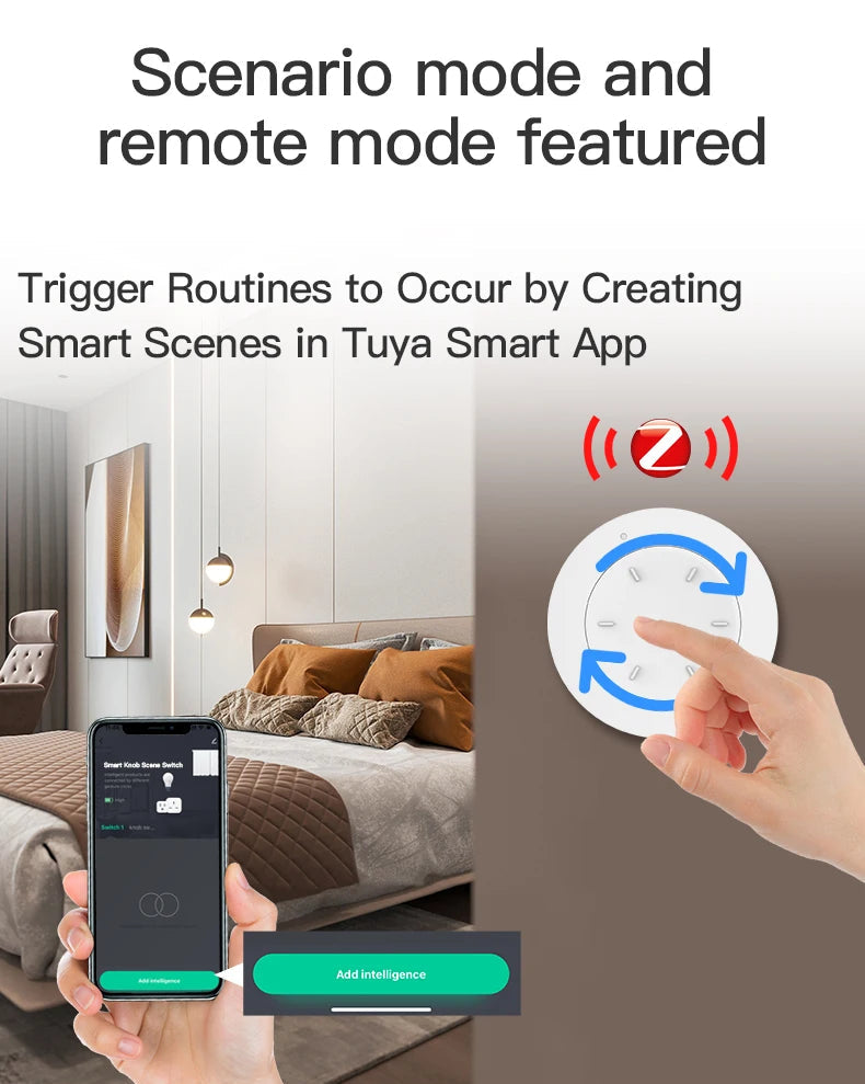 Tuya ZigBee Smart Rotating Knob Switch - DIY Wireless Scene Control, Dimmer Switch for Home Automation, Linkage Remote for Appliances