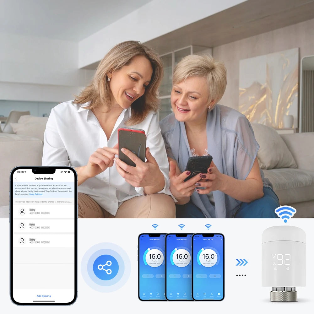 AVATTO Tuya 1-6PCS Wifi TRV Radiator Actuator Valve Thermostatic Radiator Valve Temperature Controller Support Alexa Google Home
